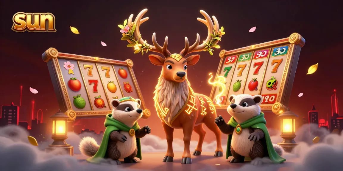 Experience the captivating sun-themed casino action with a druid and lucky symbols!