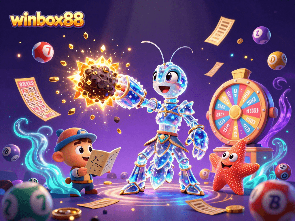 Experience thrilling wins with winbox88 in a vibrant casino-themed illustration.
