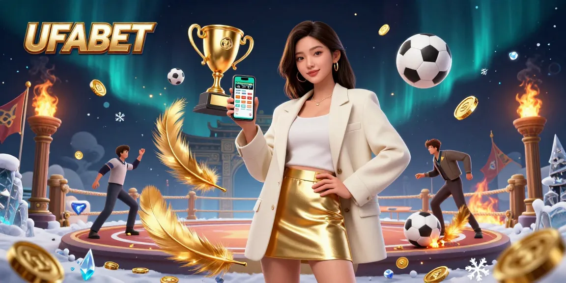 Experience winning strategies with UFABET in an engaging sports betting illustration featuring a smartphone app.