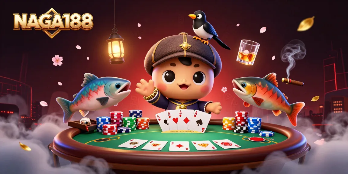 NAGA188 menang dengan kombinasi kartu terbaik di meja poker berwarna hijau.