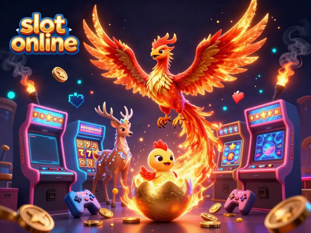 Engage with slot online experiences featuring vibrant visuals of phoenix characters amidst dynamic casino elements.