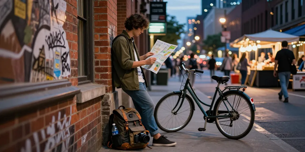 Exploring urban cityscape with travel map and vibrant graffiti backdrop at https://forumup.org/shop/search.php?ca_id=&addr1=&addr2=&addr3=&schKeyword= for unique experiences.