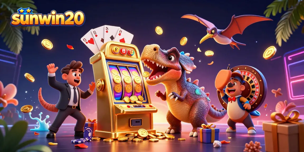 Engage in the thrill of sunwin20 with a dinosaur-themed jackpot scene featuring exciting casino action.