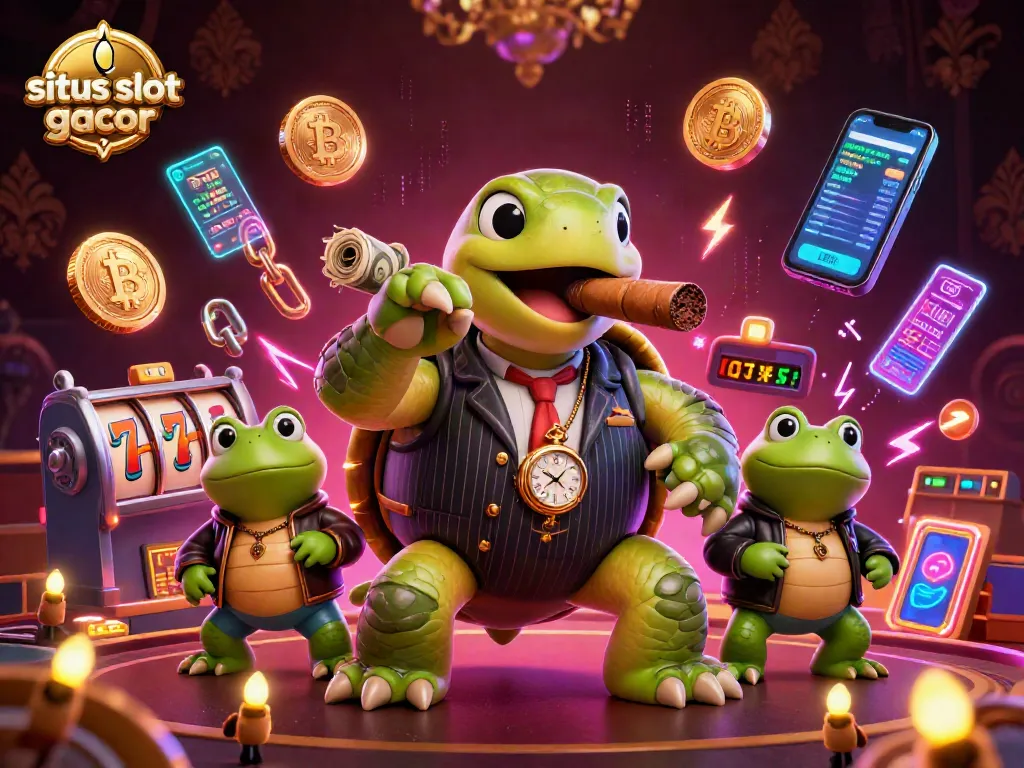 Menangkan jackpot dengan situs slot gacor, ilustrasi kasino menarik dengan karakter unik.