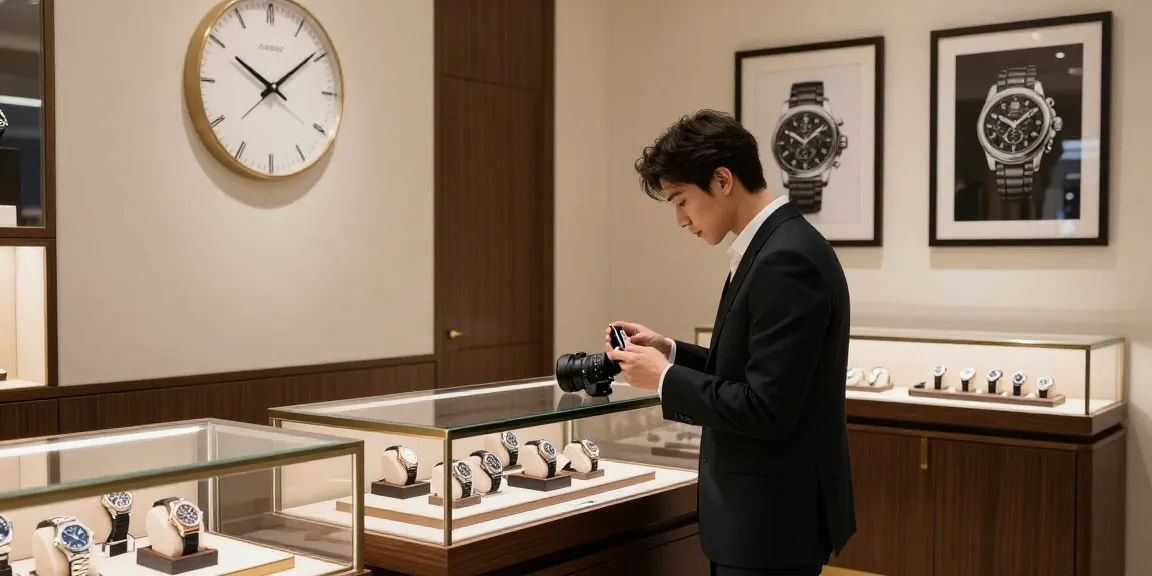 Explore super clone watches in a luxurious boutique setting with elegant displays.