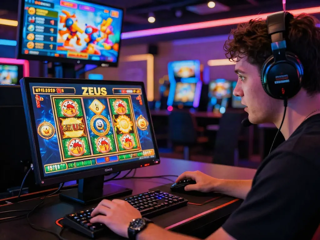 Pengalaman bermain slot zeus dengan permainan menawan di perangkat mobile di ruang permainan yang cerah.
