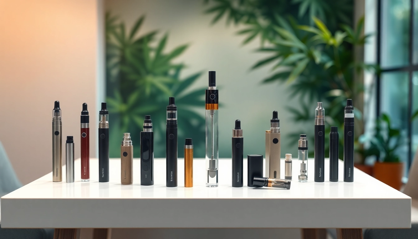 Showcasing premium Cannabis Vape products in a stylish modern setting with natural lighting.