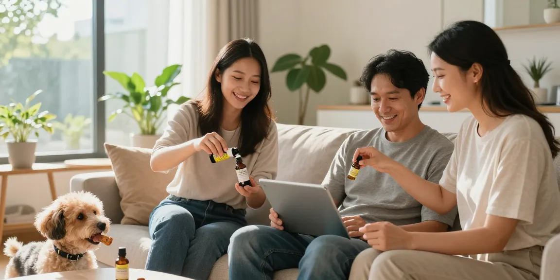 Family enjoying CBD North CBD oil in a cozy living room, emphasizing natural health and wellness.