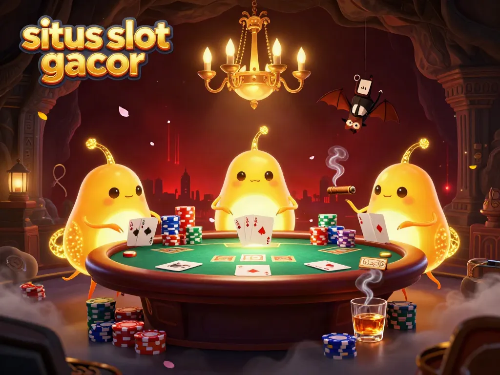 Menyaksikan situs slot gacor dengan sinar cahaya kuning dari tim lumut dalam kasino gua yang megah.