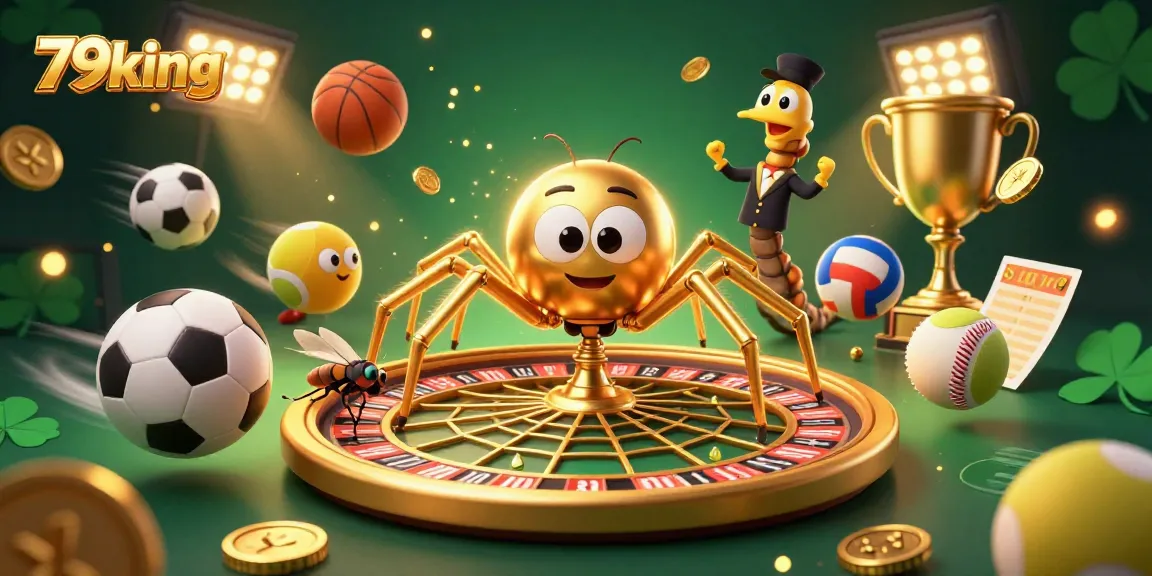 Engage in thrilling bets with 79king, featuring a spider-themed roulette scene packed with vibrant gambling action.