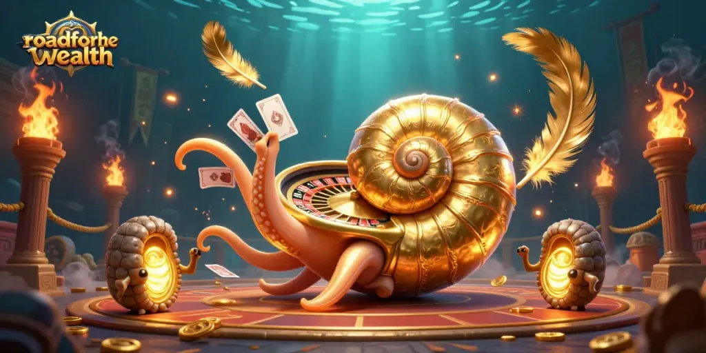 Engage in thrilling gameplay with roadforthewealth, featuring a dazzling nautilus roulette and glowing companions.