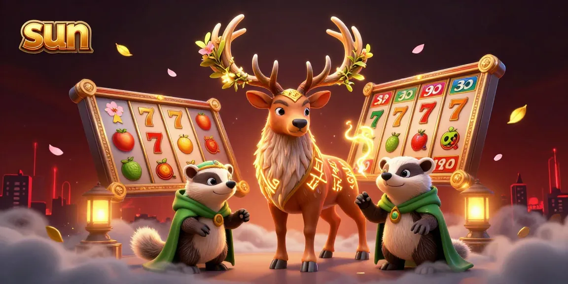 Experience the captivating sun-themed casino action with a druid and lucky symbols!
