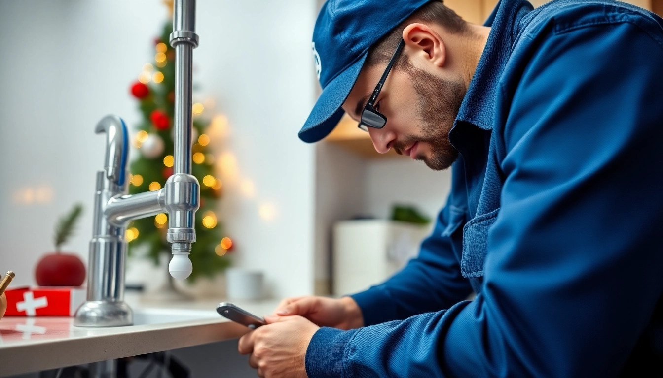 Emergency plumbers on holidays or weekends resolving plumbing issues in a New York kitchen.