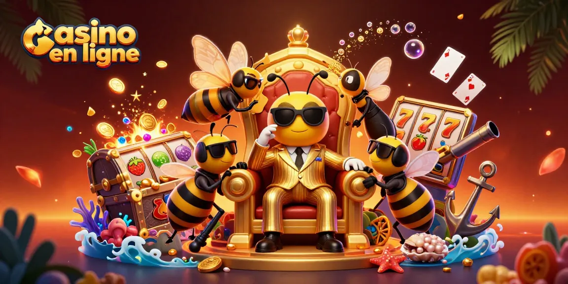 Visualisez le casino en ligne avec des personnages stylisés et des éléments de jeu colorés.