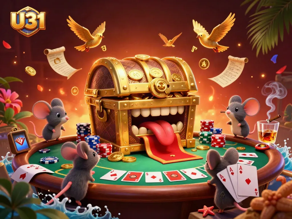 Engage with U31's thrilling casino adventure, showcasing vibrant characters around a lively poker table.