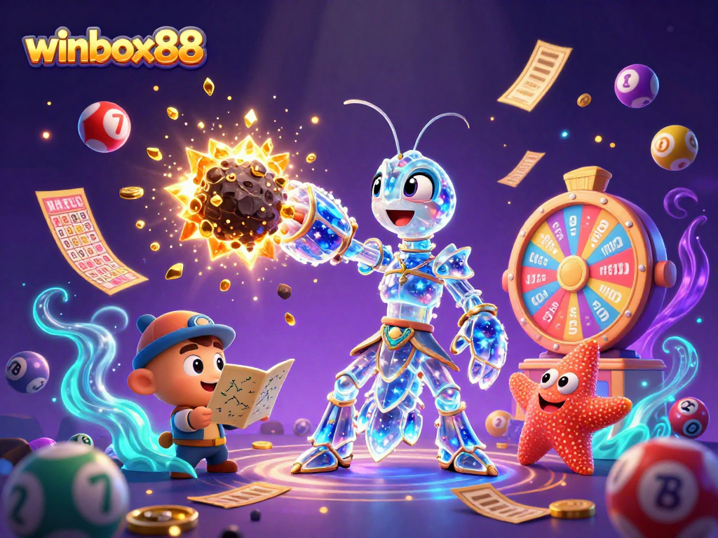 Experience thrilling wins with winbox88 in a vibrant casino-themed illustration.