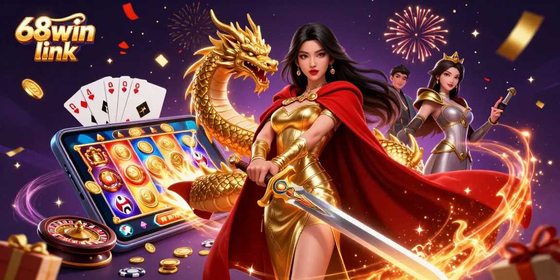 Spin golden reels and win at 68win link with thrilling slot games, capturing excitement.