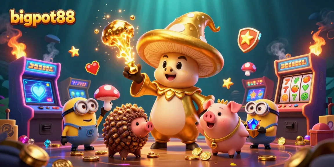 Experience bigpot88’s thrilling action with golden magic, slots, and adventure in this vibrant 3D scene.