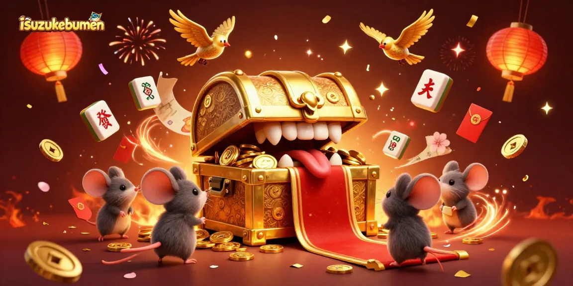 Experience the excitement of isuzukebumen's vibrant casino scene filled with treasures and joyous celebrations.