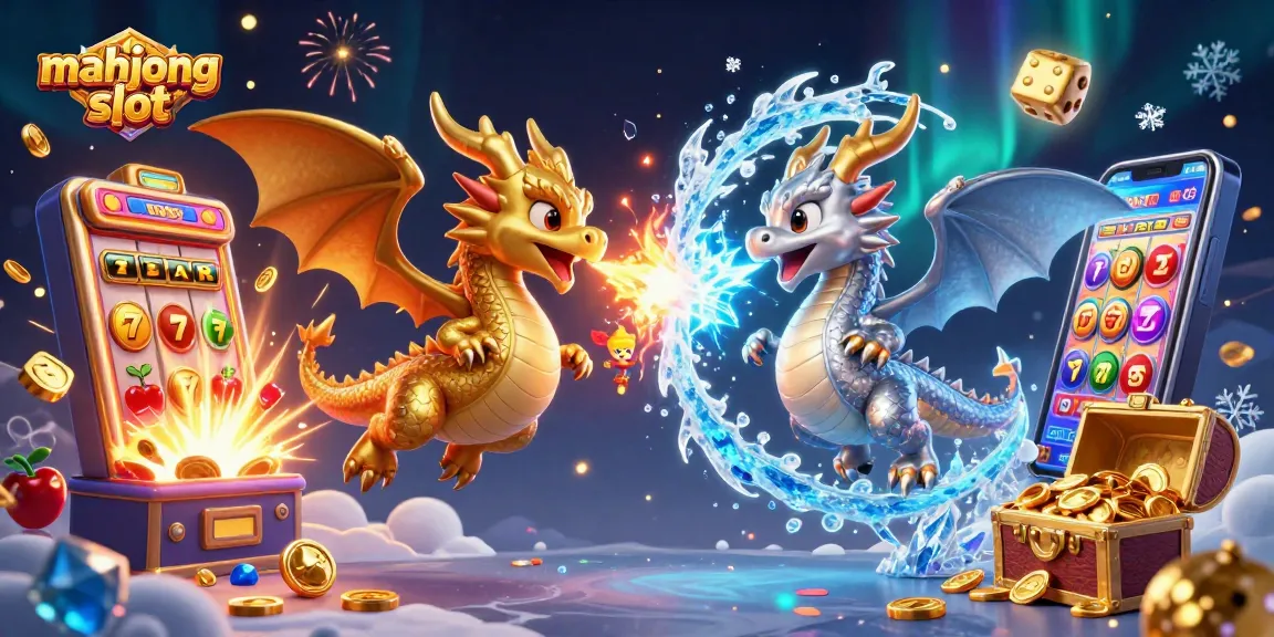 Engage with the mahjong slot world as twin dragons soar amidst a casino-themed explosion.