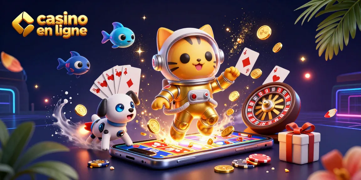 Jouez à des jeux palpitants de casino en ligne avec notre illustration visuelle animée.