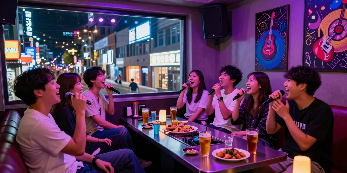 Exciting 제주유흥 karaoke experience with friends enjoying vibrant nightlife.
