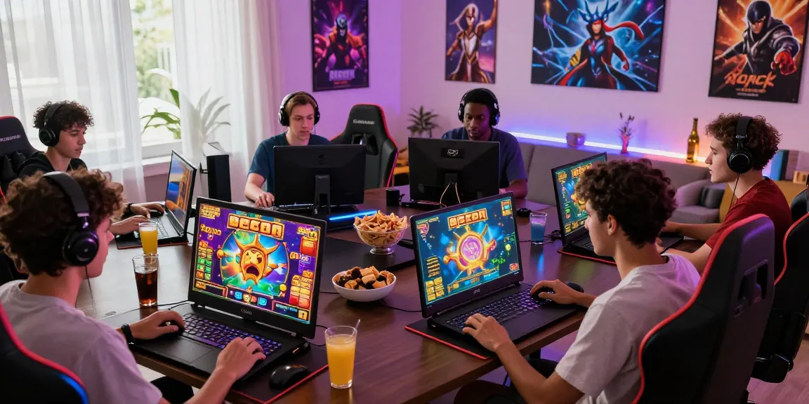slot deposit 1k players enjoying an exciting online gaming session with vibrant graphics and lively atmosphere