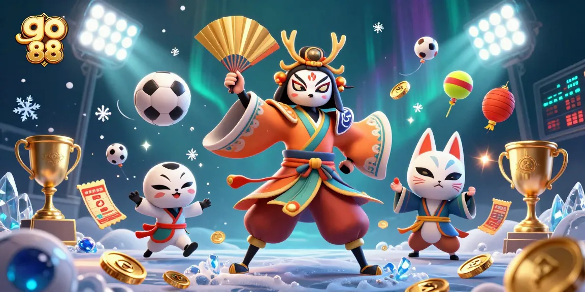 Betting high stakes with go 88, a vivid scene of a kabuki warrior and gaming elements.