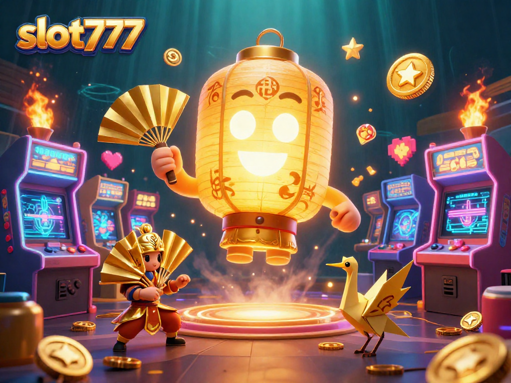Experience slot777 excitement with vibrant symbols and dynamic 3D characters in a rich casino setting.