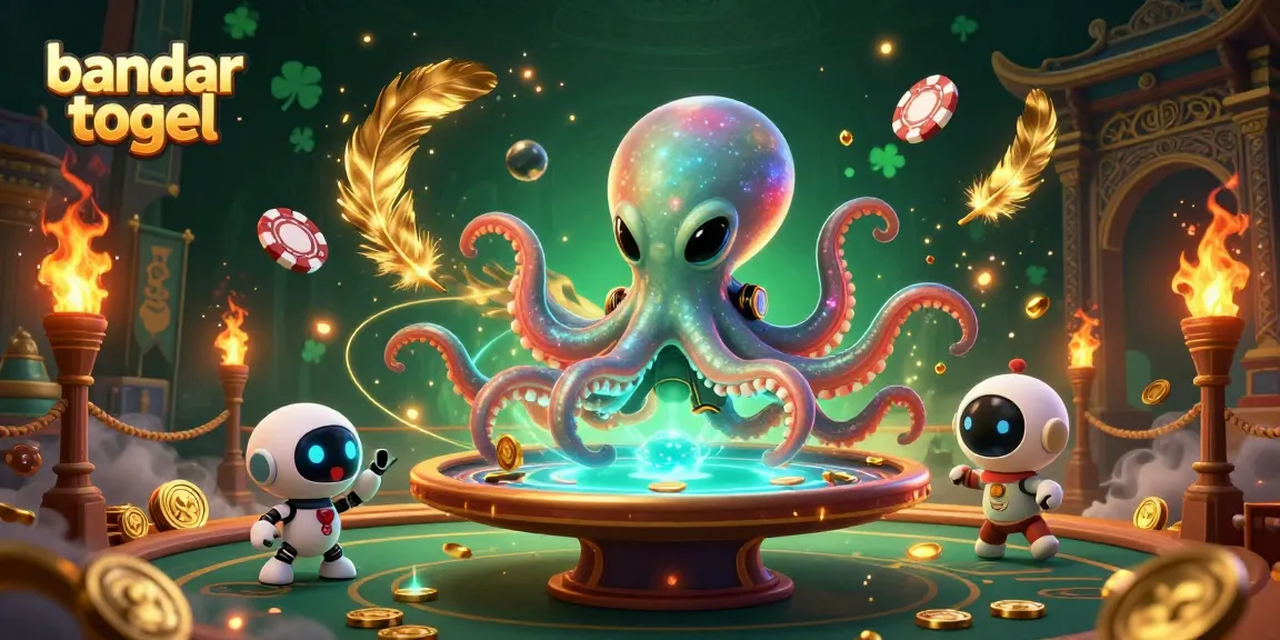Engage with bandar togel's thrilling poker scene featuring an alien octopus and robotic companion.