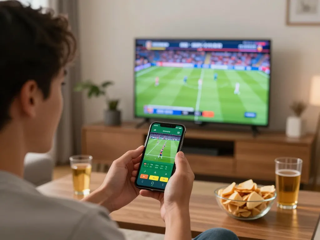 Excitedly placing bets on xx88 com mobile app while enjoying live sports at home.