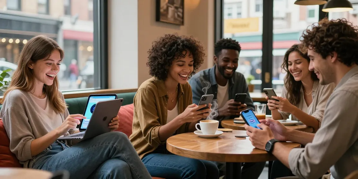Engaging scene of users experiencing spicy chat conversations on devices in various settings.