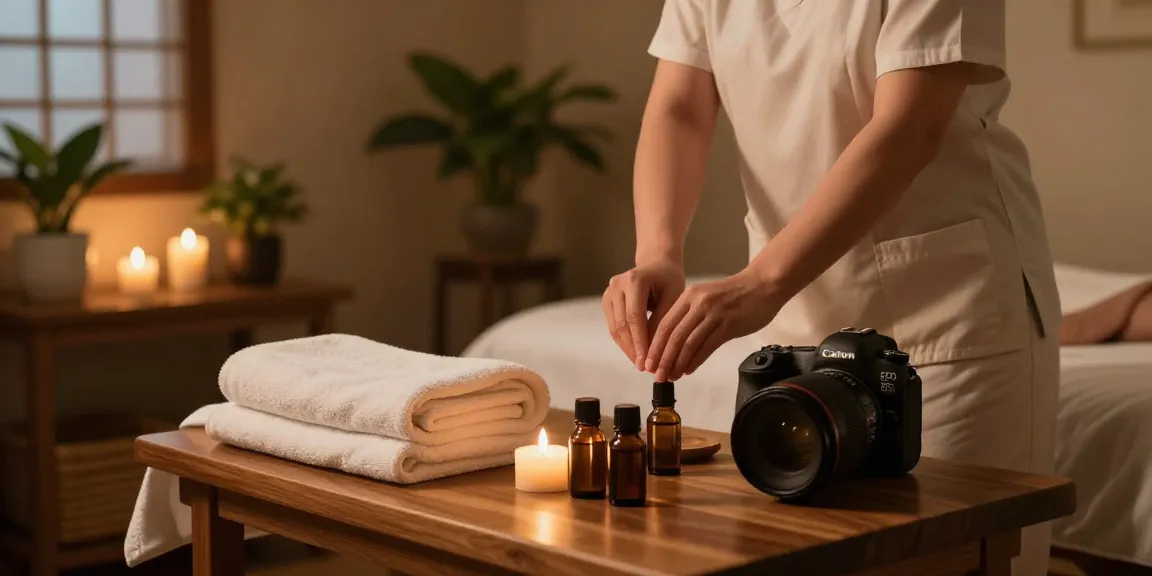 Massage therapy session with calming oils and soft ambiance for a relaxing experience.