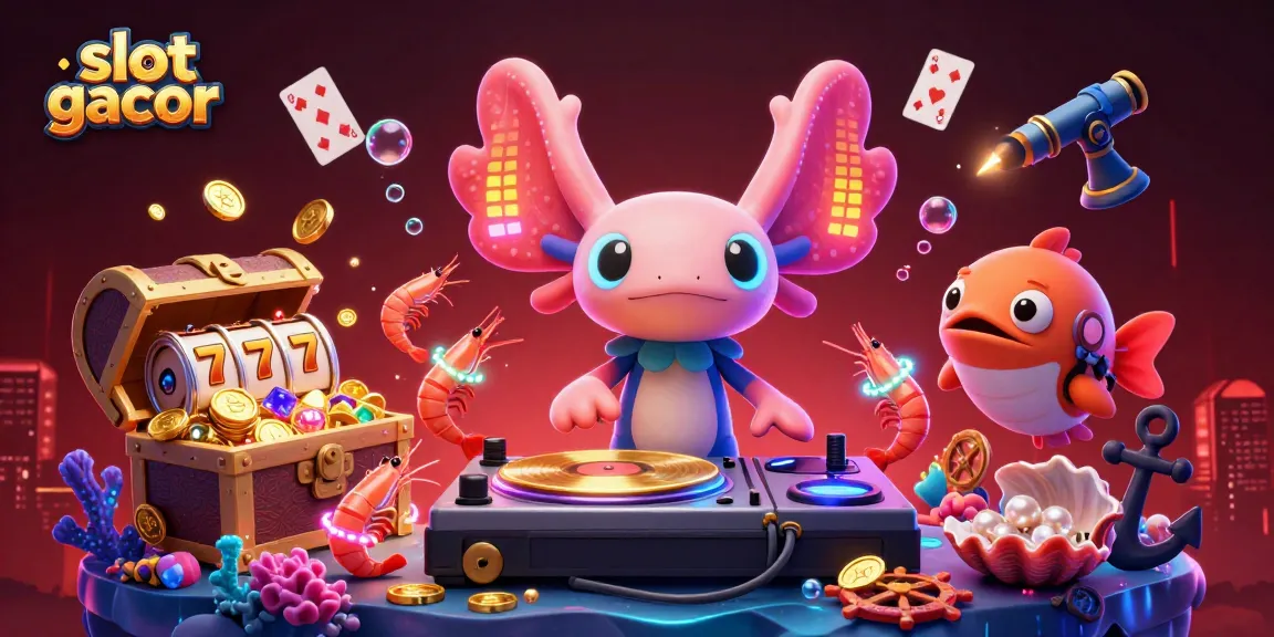 Engage with slot gacor action featuring axolotl DJ and vibrant underwater treasures.