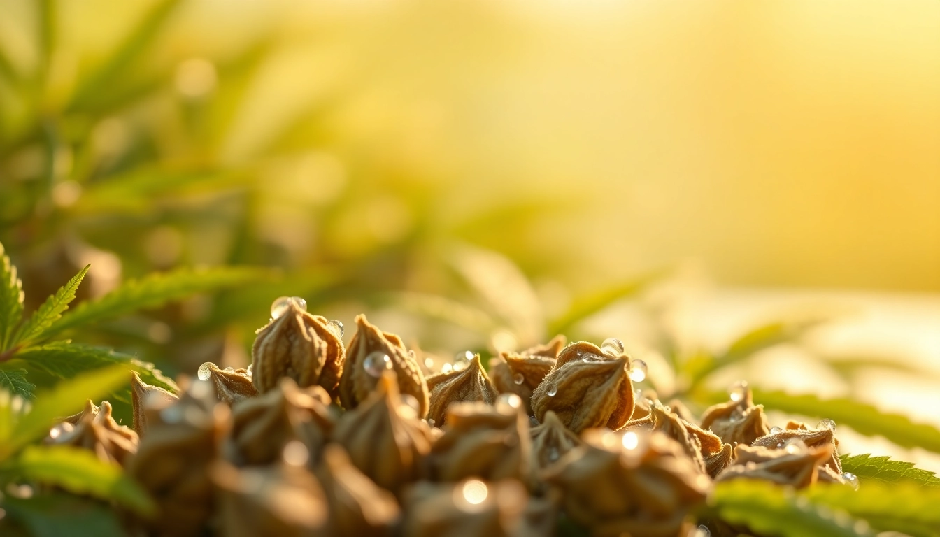 Explore mental wellness CBD buds displayed artistically in a serene garden setting.