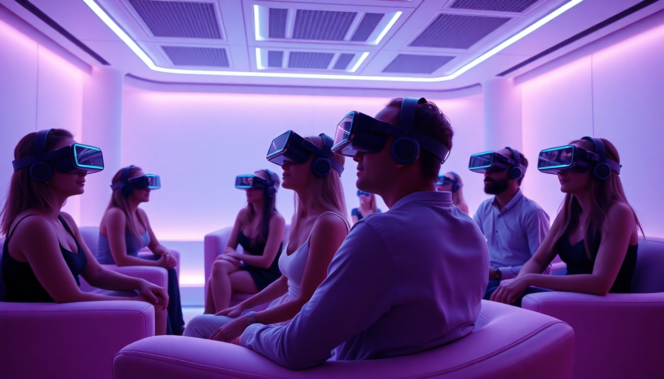 Engaging in stimulating AI porn chat in a futuristic VR environment.