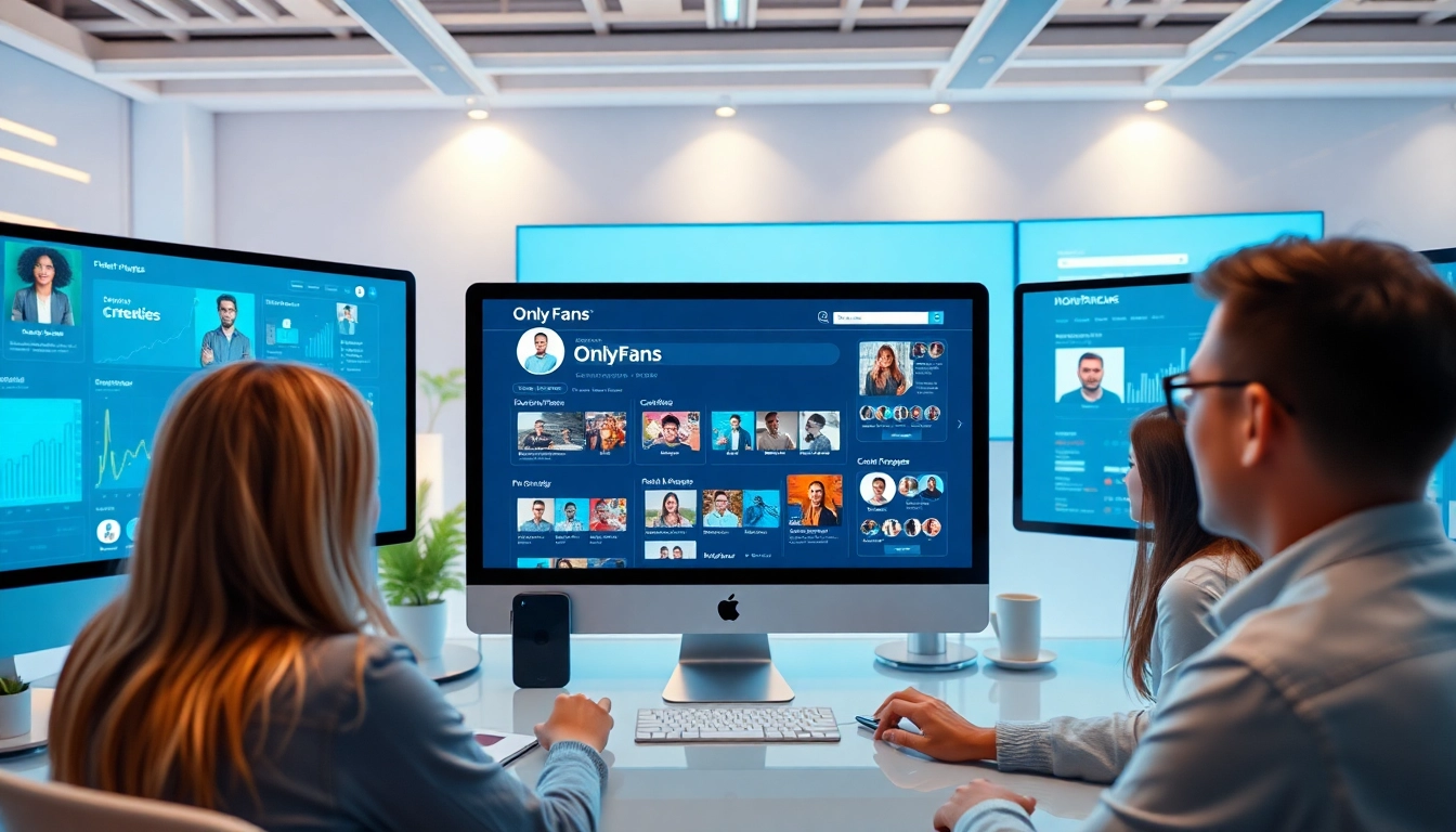 Engaging digital workspace showcasing the new OnlyFans creators finder tool with diverse profiles.