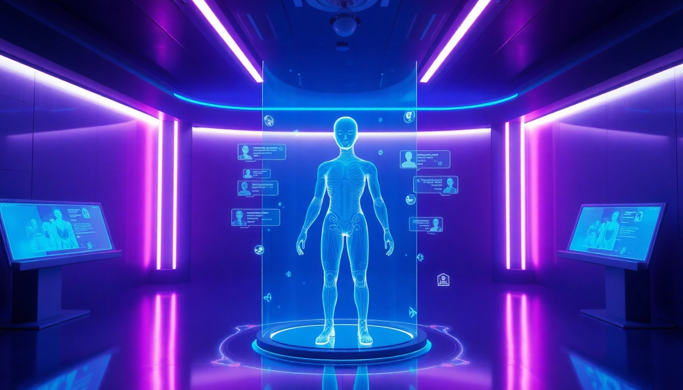 Immersive NSFW character AI interaction in a futuristic digital environment.